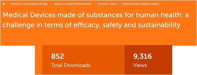Editorial: Substance-based medical devices for human health: a challenge of efficacy, safety, and sustainability